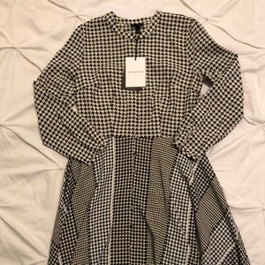 Who What Wear Houndstooth Asymmetrical Dress